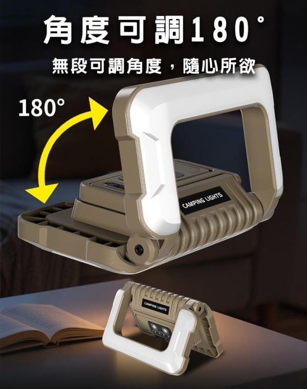 【LIFECODE】光翼180°折疊露營燈/工作燈/多光源/大電量4800毫安(附加高支架+附TYPE C線+送硬殼收納盒) 12321110 LIFECODE露營燈,光翼露營燈,180度折疊燈,充電工作燈,無段調光露營燈,4800mAh照明燈,紅光警示燈,IPX4露營燈,車宿照明,戶外工作燈