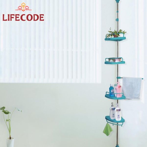 【LIFECODE】頂天立地浴室置物架(不鏽鋼複合管)+4置物盤+1毛巾桿-蒂芬妮藍 14050025 LIFECODE,戶外用品,LIFECODE生活密碼戶外用品生活館 ,帳篷,折疊桌椅,鋁合金,車尾帳,速搭帳,INTEX,露營,露營區,露營裝備,露營生活,露營美學,outdoor,camping,帳篷,露營小物,客廳帳