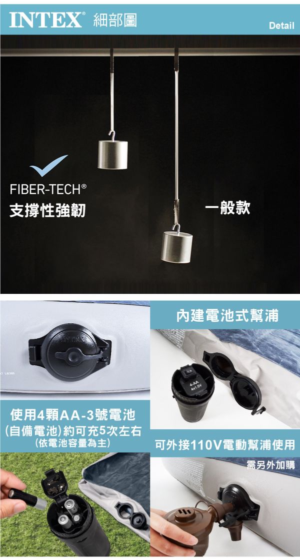 【INTEX】經典海軍藍雙人加大(電池式幫浦+腳踏幫浦)充氣床-寬152cm(64783) 15010080 INTEX,戶外用品,充氣床,床墊,露營,露營裝備,露營生活,outdoor,camping