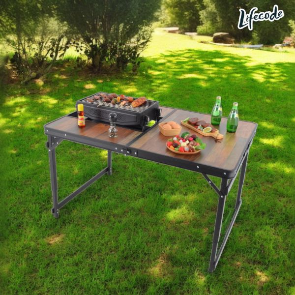 【LIFECODE】黑電木加寬鋁合金BBQ燒烤桌/折疊桌(120*80cm)-附背袋 13310380-1 LIFECODE,戶外用品,LIFECODE生活密碼戶外用品生活館 ,,帳篷,折疊桌椅,鋁合金,車尾帳,速搭帳INTEX,露營,露營區,露營裝備,露營生活,露營美學,outdoor,camping,帳篷,露營小物,客廳帳