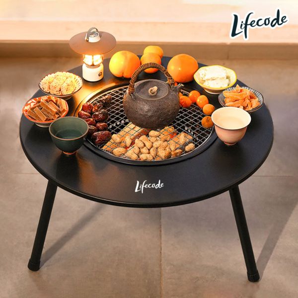 LIFECODE 圍爐燒烤桌/烤肉架/烤肉桌/焚火台(含304不鏽鋼烤網+提袋)12410250 