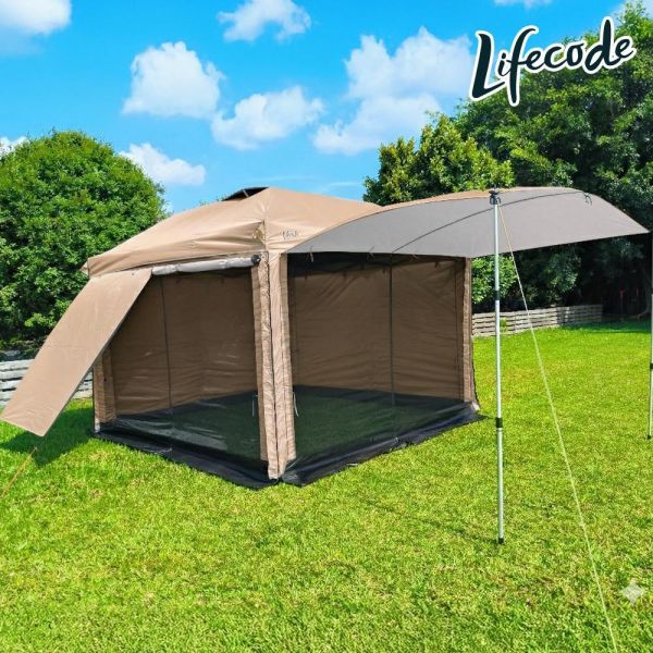 【LIFECODE】實用配-黑膠客廳帳+可拼接拉鍊雙層圍布x2+單層圍布x2 多色可選 1204003-88 黑膠客廳帳、快速帳篷、露營客廳帳、防蚊圍布、防風圍布、炊事帳、活動帳、LIFECODE 帳篷、實用配帳篷