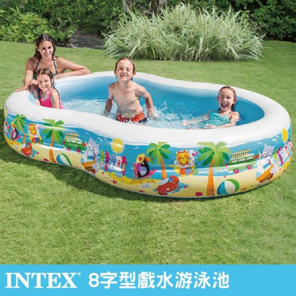 【INTEX】8字型戲水游泳池 262x160x46cm(640L)適用3歲+ 15120320(56490) LIFECODE,戶外用品,LIFECODE生活密碼戶外用品生活館 ,帳篷,折疊桌椅,鋁合金,車尾帳,速搭帳,INTEX,露營,露營區,露營裝備,露營生活,露營美學,outdoor,camping,帳篷,露營小物,客廳帳