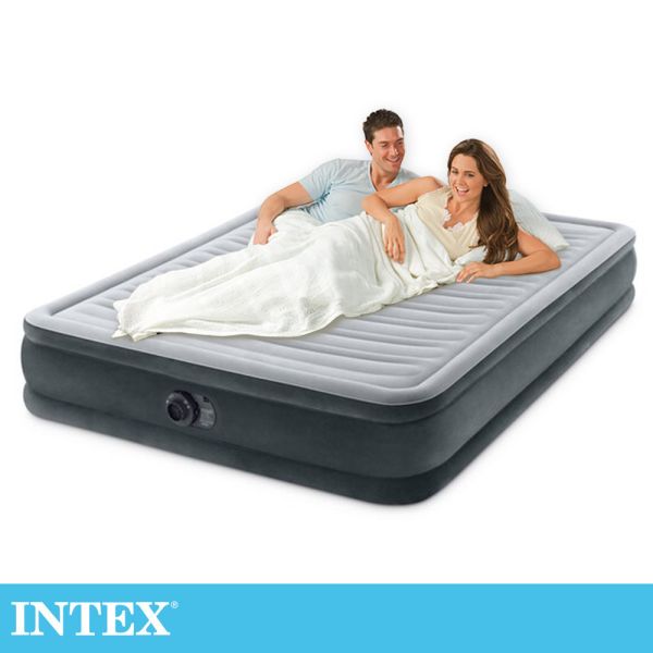 【INTEX】豪華型橫條雙人加大內建電動幫浦充氣床-寬152cm(67769ED) 15020170 INTEX,戶外用品,充氣床,床墊,露營,露營裝備,露營生活,outdoor,camping