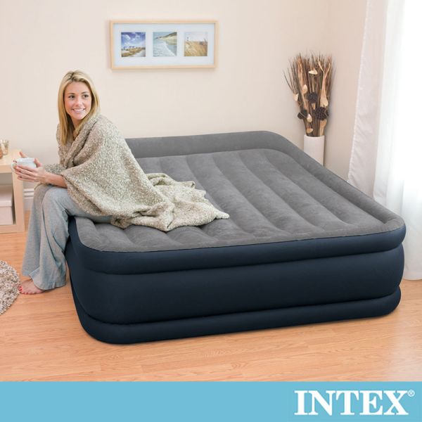 【INTEX】豪華三層圍邊雙人加大內建電動幫浦充氣床-寬152cm(64135ED) 15020070 INTEX,戶外用品,充氣床,床墊,露營,露營裝備,露營生活,outdoor,camping