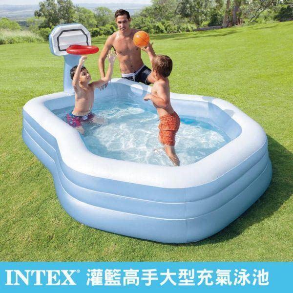 【INTEX】盒損-灌籃高手大型充氣泳池257x188x135x深34cm(790L)-適3歲以上 15120470(57183) LIFECODE,戶外用品,LIFECODE生活密碼戶外用品生活館 ,帳篷,折疊桌椅,鋁合金,車尾帳,速搭帳,INTEX,露營,露營區,露營裝備,露營生活,露營美學,outdoor,camping,帳篷,露營小物,客廳帳