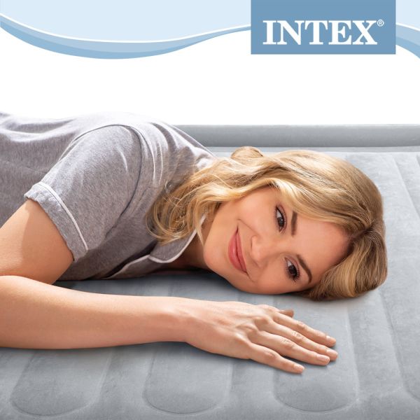 【INTEX】豪華型橫條加高單人加大內建電動幫浦充氣床墊-寬99cm(64411) 15020450 INTEX充氣床 單人加大充氣床墊 加高氣墊床 內建電動幫浦床墊 露營加床推薦 可折疊充氣床 客用充氣床墊 FIBER TECH充氣床