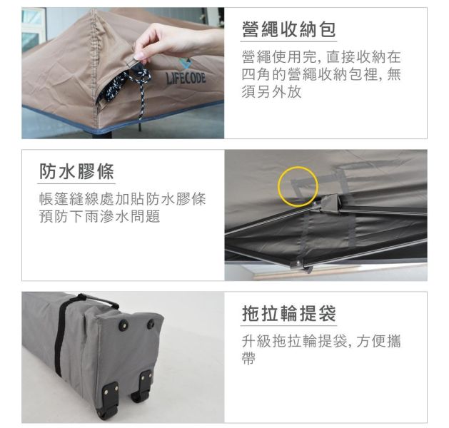 【LIFECODE】實用配-黑膠客廳帳+可拼接拉鍊雙層圍布x2+單層圍布x2 多色可選 1204003-88 黑膠客廳帳、快速帳篷、露營客廳帳、防蚊圍布、防風圍布、炊事帳、活動帳、LIFECODE 帳篷、實用配帳篷