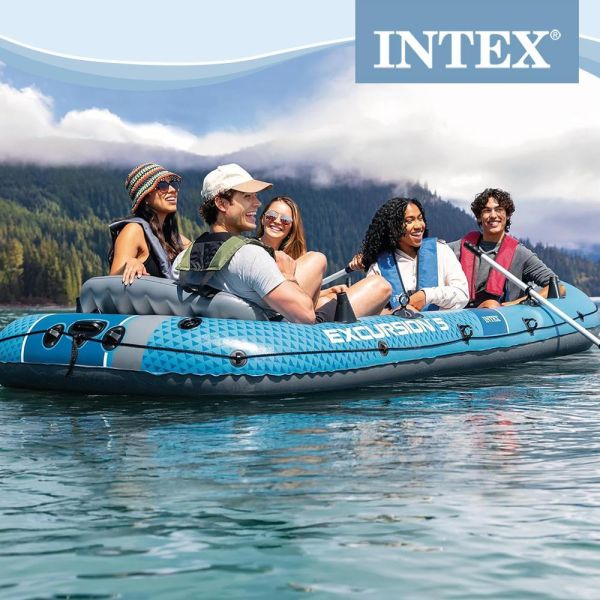 【INTEX】拓荒者EXCURISION 5人座橡皮艇 15170091(66325) INTEX橡皮艇, Excursion 5, 拓荒者5人座, 五人充氣船, 承重600kg橡皮艇, 1,320lb橡皮艇, SuperStrong PVC, 三氣室橡皮艇, 四釣竿支架, 可加裝馬達橡皮艇, Boston閥, I-Beam地板, 湖泊釣魚橡皮艇, SPORT SERIES
