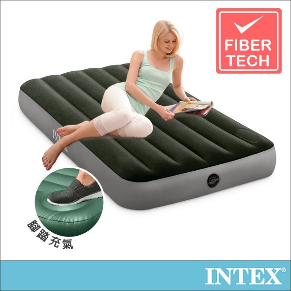 【INTEX】經典單人加大充氣床墊(fiber-tech)-內建腳踏幫浦-寬99cm 15020260(64761) LIFECODE,戶外用品,LIFECODE生活密碼戶外用品生活館 ,,帳篷,折疊桌椅,鋁合金,車尾帳,速搭帳INTEX,露營,露營區,露營裝備,露營生活,露營美學,outdoor,camping,帳篷,露營小物,客廳帳