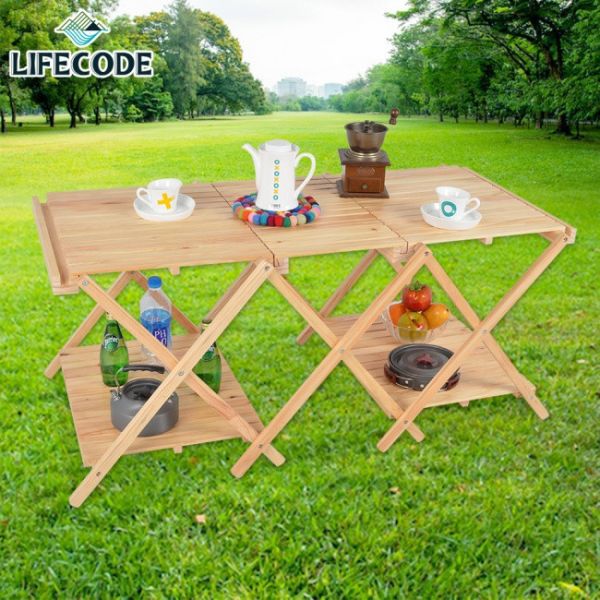 【LIFECODE】雙層加寬松木折疊桌-附背袋 11040023 LIFECODE,戶外用品,LIFECODE生活密碼戶外用品生活館 ,,帳篷,折疊桌椅,鋁合金,車尾帳,速搭帳INTEX,露營,露營區,露營裝備,露營生活,露營美學,outdoor,camping,帳篷,露營小物,客廳帳