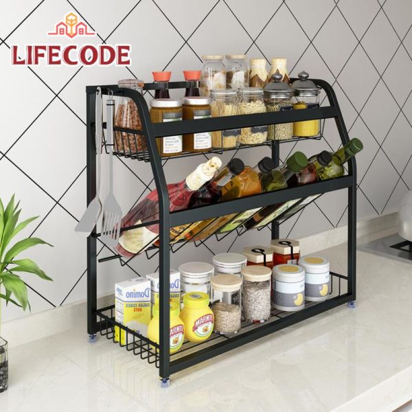 LIFECODE《收納王》304不鏽鋼炭黑-三層置物架/調料架-寬35cm 14060390 LIFECODE,戶外用品,LIFECODE生活密碼戶外用品生活館 ,帳篷,折疊桌椅,鋁合金,車尾帳,速搭帳,INTEX,露營,露營區,露營裝備,露營生活,露營美學,outdoor,camping,帳篷,露營小物,客廳帳