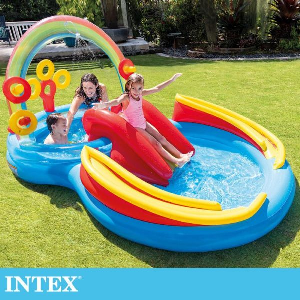 【INTEX】彩虹橋噴水戲水游泳池/小滑水道297x193x25cm(175L)適用2歲+ 15120500(57453NP) LIFECODE,戶外用品,LIFECODE生活密碼戶外用品生活館 ,帳篷,折疊桌椅,鋁合金,車尾帳,速搭帳,INTEX,露營,露營區,露營裝備,露營生活,露營美學,outdoor,camping,帳篷,露營小物,客廳帳