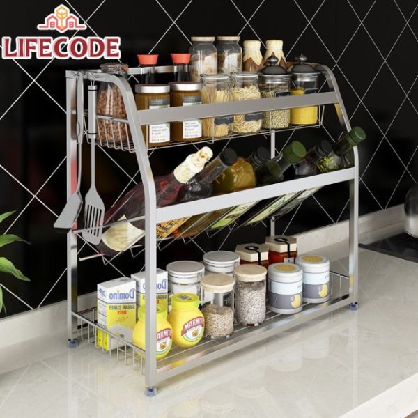 LIFECODE《收納王》304不鏽鋼-三層置物架/調料架-寬45cm 14060300 LIFECODE,戶外用品,LIFECODE生活密碼戶外用品生活館 ,帳篷,折疊桌椅,鋁合金,車尾帳,速搭帳,INTEX,露營,露營區,露營裝備,露營生活,露營美學,outdoor,camping,帳篷,露營小物,客廳帳
