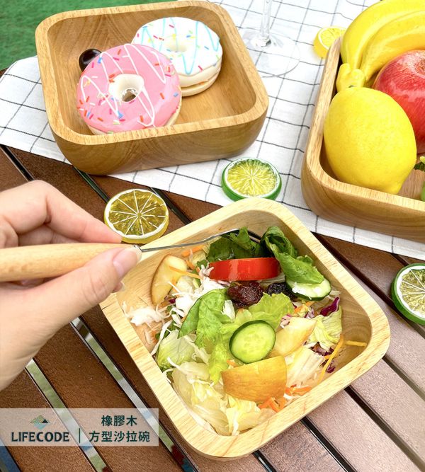 【LIFECODE】橡膠木方形沙拉碗(4入套組)-附網袋 11270060-4 LIFECODE,戶外用品,LIFECODE生活密碼戶外用品生活館 ,帳篷,折疊桌椅,鋁合金,車尾帳,速搭帳,INTEX,露營,露營區,露營裝備,露營生活,露營美學,outdoor,camping,帳篷,露營小物,沙拉碗