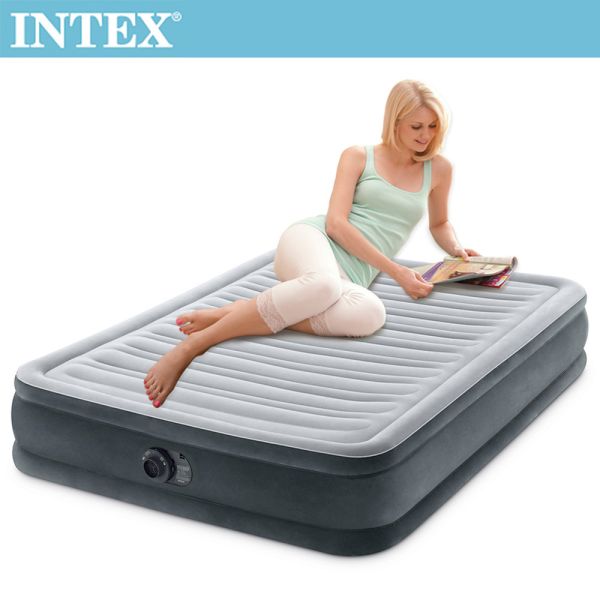 【INTEX】豪華型橫條雙人內建電動幫浦充氣床-寬137cm(67767ED) 15020160 INTEX,戶外用品,充氣床,床墊,露營,露營裝備,露營生活,outdoor,camping