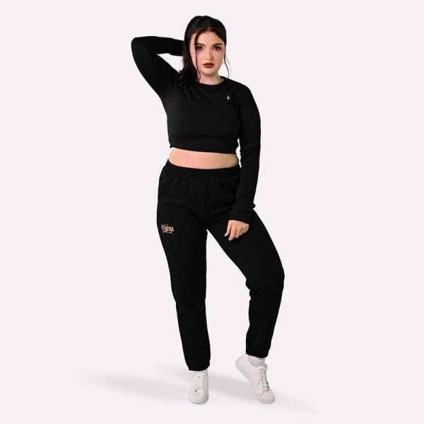 ATHENA 經典素色 運動棉褲 M 黑金 戶外穿搭,休閒褲子,ATHENA,黑色,棉褲,休閒服飾, 運動褲