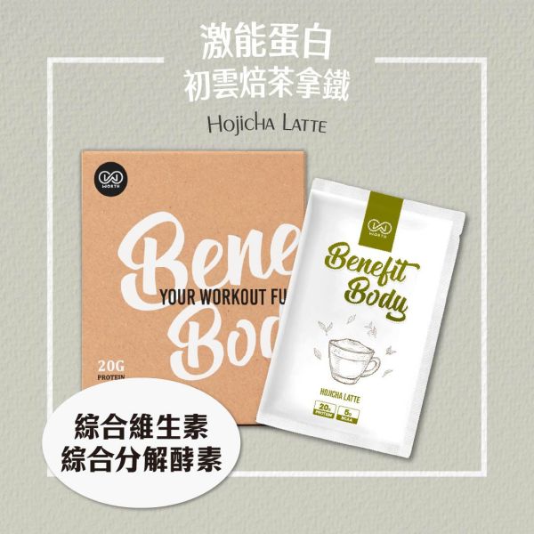 沃爾司 Benefit Body 激能蛋白 初雲焙茶拿鐵 蛋奶素 10包 / 盒 乳清蛋白,拿鐵,焙茶,蛋白飲,豌豆蛋白,植物蛋白,植物乳清,素食乳清