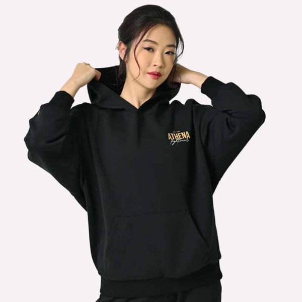 ATHENA 連帽 T Hoodie M 黑金 上衣,休閒上衣,泰拳,ATHENA,黑色,帽T,休閒服飾, Hoodie