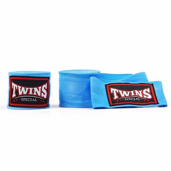 TWINS 手綁帶 水藍 4.5 米 彈性棉質 綁手 TWINS,手綁帶,棉質,彈性,泰拳,藍色,拳擊