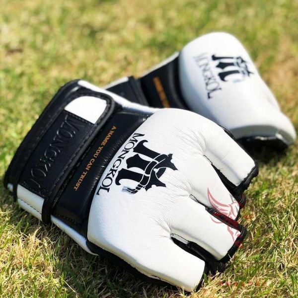 MONGKOL 真皮 MMA 01款 白色 S 露指拳套 拳套,MONGKOL,拳擊,踢拳,MMA,綜合格鬥,露指拳套,露指手套