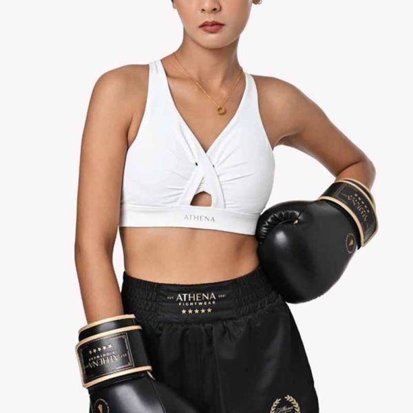 ATHENA 運動內衣 S / M / L 赫拉 V 領扭結 白色 運動內衣,bra,泰拳,ATHENA,白色,重訓,有氧