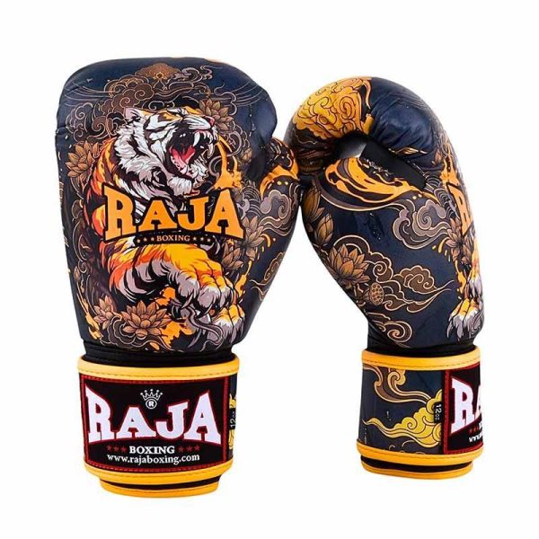 RAJA 泰國 Fancy 黃金虎 12oz 14oz 真皮 拳擊手套 拳套,RAJA,拳擊,踢拳,泰拳,拳擊,黑色,黃色