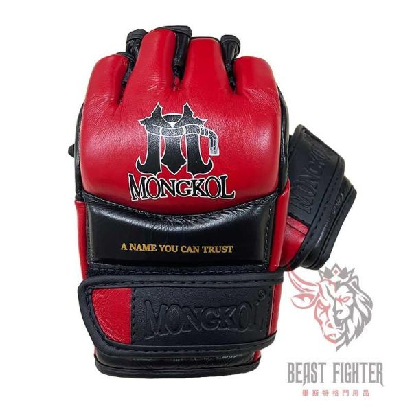 MONGKOL 真皮 MMA 01款 紅色 L 露指拳套 拳套,MONGKOL,拳擊,踢拳,MMA,綜合格鬥,露指拳套,露指手套