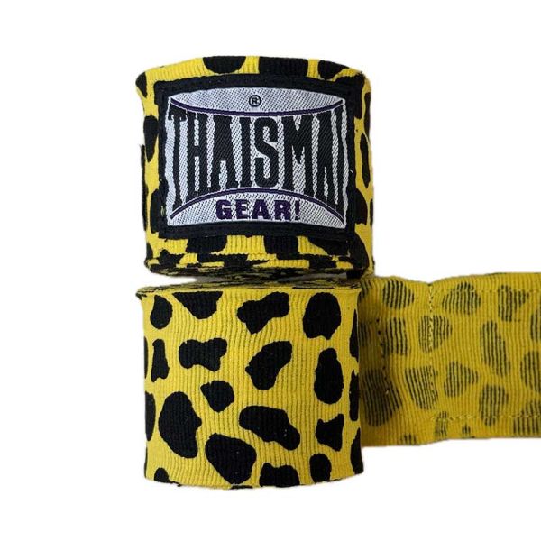THAISMAI 手綁帶 4.5米 黃色豹紋 手綁帶,棉質,彈性,泰拳,THAISMAI,黃色,拳擊