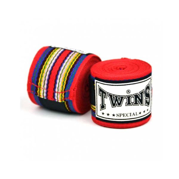 TWINS 手綁帶 紅色條紋 4.5 米 彈性棉質 綁手 TWINS,手綁帶,棉質,泰拳,紅色,拳擊
