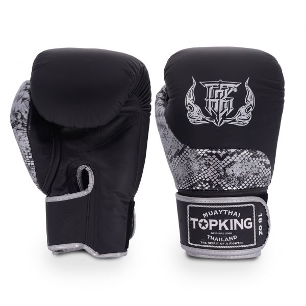 TOP KING TKB 經典蛇紋 12oz 銀黑款 真皮 拳擊手套 拳套,TKB,拳擊,踢拳,泰拳,拳擊