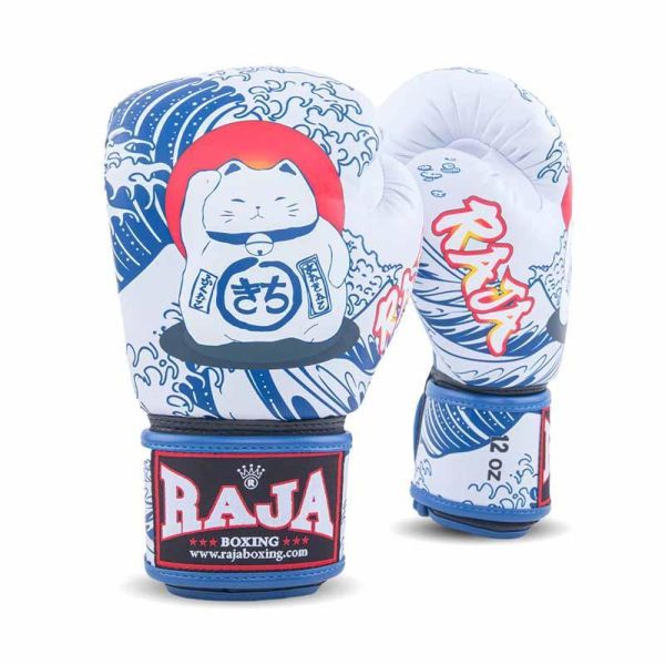 RAJA 泰國 Fancy 10oz 12oz 招財貓 白款 真皮 拳擊手套 拳套,RAJA,拳擊,踢拳,泰拳,拳擊,cat,貓咪,招財