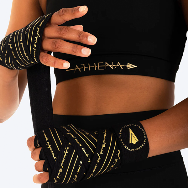ATHENA 手綁帶 4.5米 黑色 尼奧 附洗滌袋 手綁帶,棉質,彈性,泰拳,ATHENA,黑金,拳擊