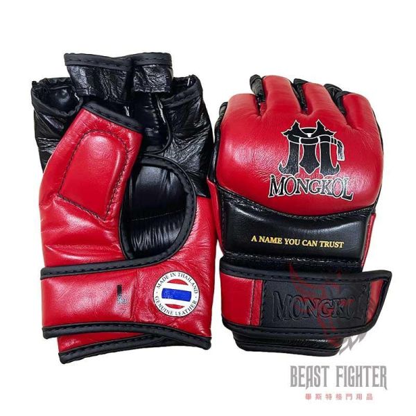 MONGKOL 真皮 MMA 01款 紅色 L 露指拳套 拳套,MONGKOL,拳擊,踢拳,MMA,綜合格鬥,露指拳套,露指手套