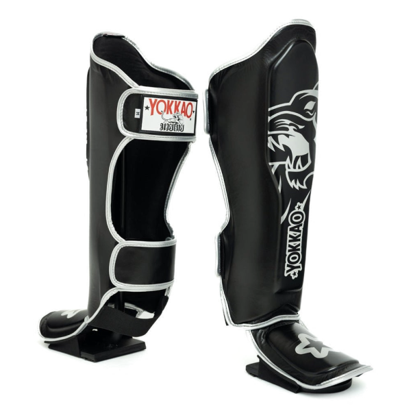 YOKKAO 經典雄獅 M / L 黑色 真皮 護腳脛 護腳脛,YOKKAO,護腿,踢拳,泰拳,黑色,lion,black