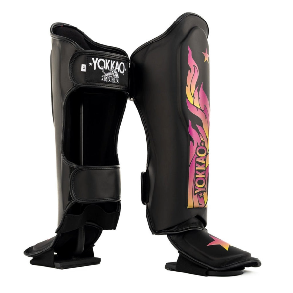 YOKKAO 焰火 M / L 黑色 極細纖 護腳脛 護腳脛,YOKKAO,護腿,踢拳,泰拳,黑色,fire,black