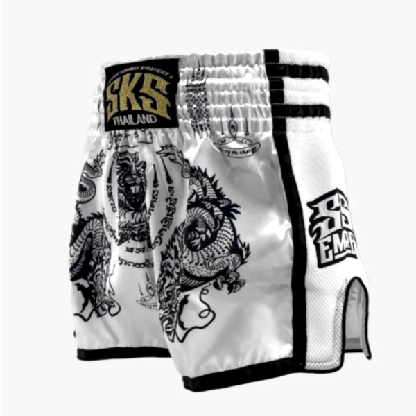 SKS 龍虎之爭 白色 M / L / XL 泰拳褲 運動短褲 SKS,泰拳褲,運動褲,拳擊,踢拳,泰拳,