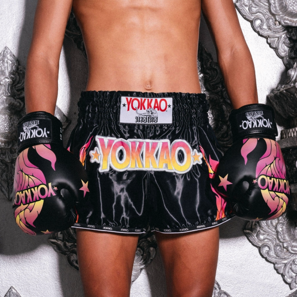 YOKKAO 焰火 S / M / L / XL / 2XL 黑色 泰拳褲 踢拳 運動短褲 泰拳褲,運動短褲,泰拳,踢拳,拳擊,曼谷,YOKKAO,fire,火焰