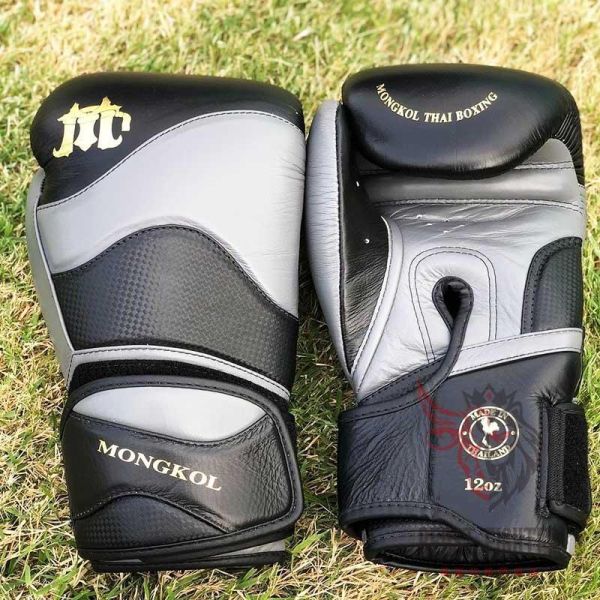 MONGKOL 蒙坤 12oz 雙腕帶 黑灰 真皮 拳擊手套 拳套,MONGKOL,拳擊,踢拳,泰拳,拳擊,黑色