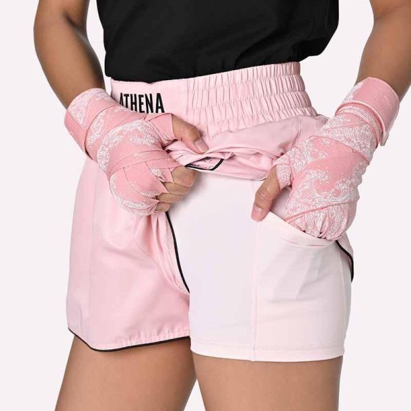 ATHENA 浪潮 Ryoko 粉黑款 S / M / L 泰拳褲 格鬥褲 運動短褲 運動短褲,泰拳褲,泰拳,ATHENA,黑色,拳擊