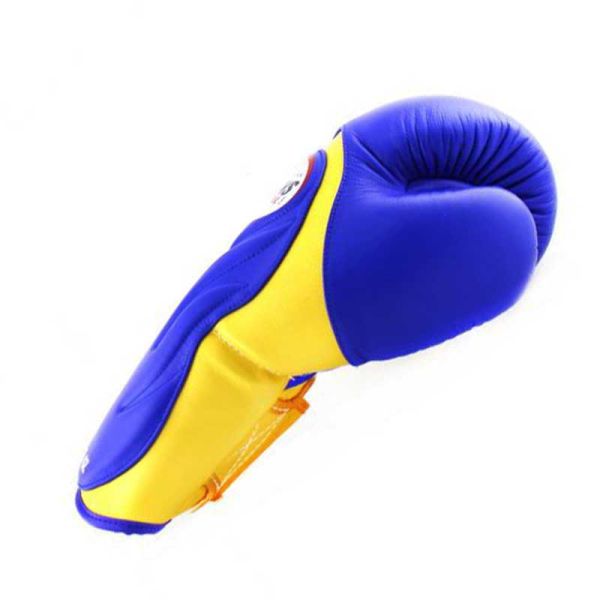 TWINS BGVL6 14oz 藍黃款 長版 真皮 拳擊手套 格鬥裝備,拳套,泰拳,TWINS,藍色,拳擊,踢拳