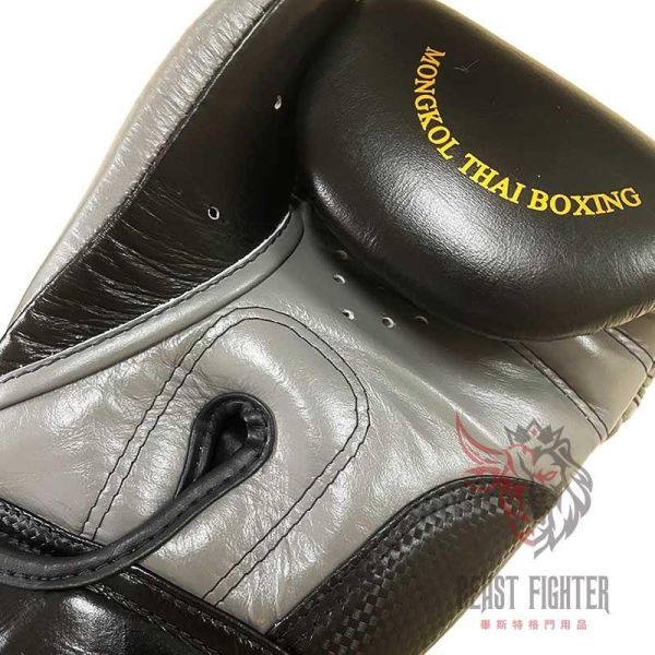 MONGKOL 蒙坤 12oz 雙腕帶 黑灰 真皮 拳擊手套 拳套,MONGKOL,拳擊,踢拳,泰拳,拳擊,黑色