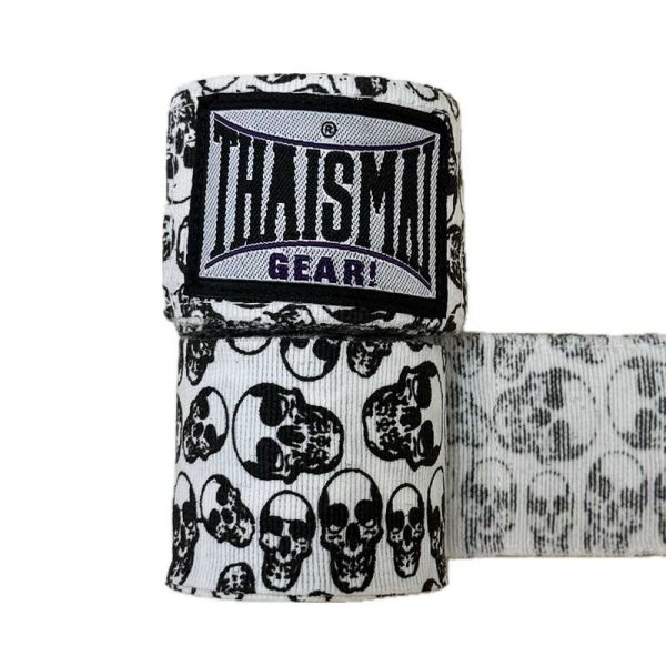 THAISMAI 手綁帶 4.5米 白色骷髏 手綁帶,棉質,彈性,泰拳,THAISMAI,白色,拳擊