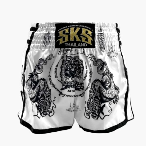 SKS 龍虎之爭 白色 M / L / XL 泰拳褲 運動短褲 SKS,泰拳褲,運動褲,拳擊,踢拳,泰拳,