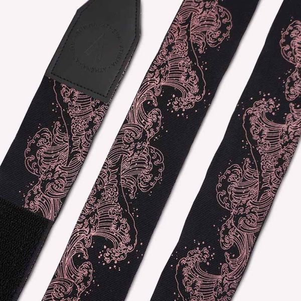 ATHENA 手綁帶 4.5米 浪潮 黑粉款 附洗滌袋 手綁帶,棉質,彈性,泰拳,ATHENA,黑色,拳擊