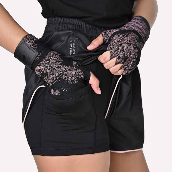ATHENA 浪潮 Ryoko 黑粉款 M / L / XL 泰拳褲 格鬥褲 運動短褲 運動短褲,泰拳褲,泰拳,ATHENA,黑色,拳擊