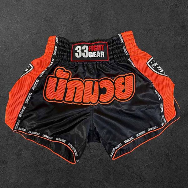 33 FIGHT 黑橘 L / XL 泰拳褲 33fight,泰拳褲,運動褲,拳擊,踢拳,泰拳,