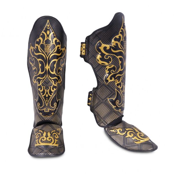 TOP KING TKB 鏡花圖騰 黑色 M / L / XL 真皮 護腳脛 護腳脛,TKB,護腿,踢拳,泰拳,護脛,黑色