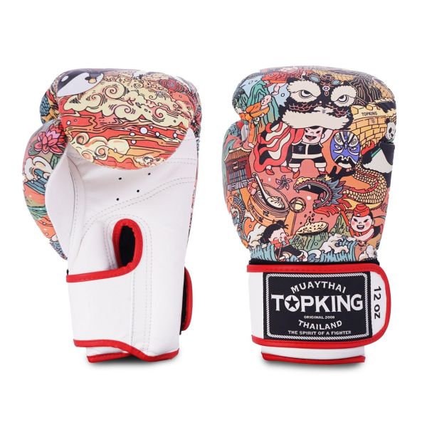TOP KING TKB 中國風 白底紅款 10oz 真皮 拳擊手套 拳套,TKB,拳擊,踢拳,泰拳,拳擊,中國,中式