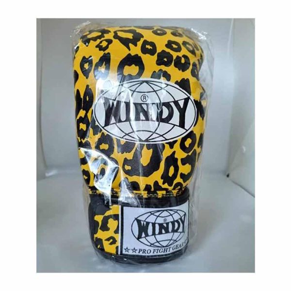 WINDY 黃色豹紋款 12oz 真皮 拳套 拳套,泰拳,踢拳,拳擊,yellow,黃色,WINDY,豹紋